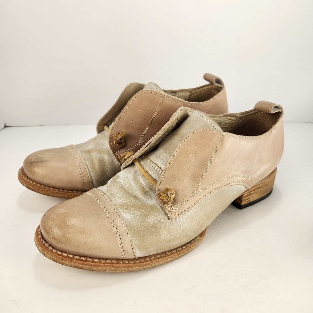 Free Bird Mabel Women's Leather Wingtip Oxford Minimalist Tan Shoes Size 11